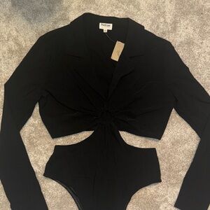 Peach Love California Black Cut-Out Bodysuit